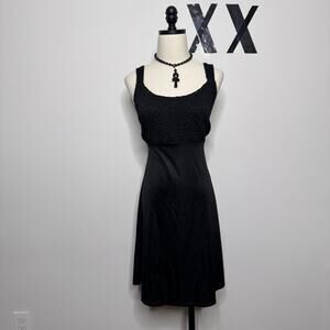 Vintage 80s 90s Black Satin Babydoll Midi Party Dress • Prom Fairy Grunge Alt M